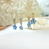 Daiiibabyyy  Tiny Blue Forget Me Not Flower Earrings Simple Dried Floral Earring Jewelry Gifts for Mom, Friends
