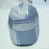DAIIIBABYYY  -  Japanese Niche Plaid Splicing Five-panel Baseball Cap for Men and Women Spring and Summer Patch Design Adjustable Hip-hop Hat
