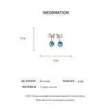Daiiibabyyy  Shining Blue Tears Zircon Drop Earrings Women Fairy Light Luxury Zircon Bow Drop Earrings Party Travel Jewelry Gifts K1