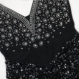 DAIIIBABYYY  -  Sexy Black Diamond Dresses for Woman Spaghetti Strap V Neck Sheath Mini Length Elegant Evening Night Club Vestidos Mujer Dress