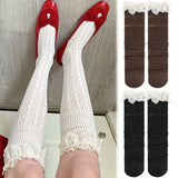 Daiiibabyyy  New Lolita Lace Edge Fishnet Thigh High Stockings Japanese JK Y2K Retro Ballet Socks for Women Summer Overknee Hosiery Stockings