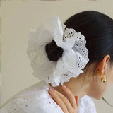 Daiiibabyyy  Large Elastic Hair Bands Rubber Bands Headwear 20cm Women Lace Scrunchies Ponytail Holders Tie Hair Hoop Large Plaid Scrunchy