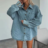 DAIIIBABYYY  -  Office Fashion Button Denim Outfit Sexy Irregular Slim Mini Shorts Two Piece Sets New Spring Lapel Long Sleeve Shirt Women Suits