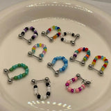 Daiiibabyyy  All-match Cool Lovely Girls Sweet Fashion Design Korean Style Earring Colorful Bead Women Jewelry Retro Ear Bone Stud