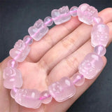 DAIIIBABYYY  -  11MM Natural Rose Quartz Pixiu Bracelet For Women Men Love Gift Crystal Beads Strands Jewelry Gift 1PCS