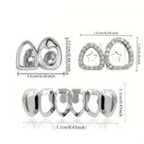 Daiiibabyyy  3Pcs Hip Hop Fashion Hollow-Out Shiny Teeth Accessory , Halloween Performance Props - Unisex Holiday Party Gift