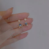DAIIIBABYYY  -  Fashion Cosmic Star River Earrings Blue Opal Niche Unique Planet Earrings Ear Studs Women Versatile Ear Jewelry