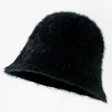 DAIIIBABYYYY  -  Retro Fashion Women Bucket Hat Imitation Rabbit Fur Cap Solid Color Plush Fisherman Hat Temperament Warm Winter Basin Hat