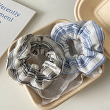 Daiiibabyyy  Korean Stripe Hair Scrunchies Tie Elegant Simple Large Hair Ropes Rubber Bands Ponytail Headwear Hair Accessories For Girls New