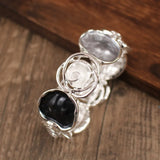 Daiiibabyyy  Enamel Colored Oil Rose Bracelet Geometric Hollowing Out Elastic Buckle Elastic Flower Bangle Ethnic Chinese