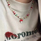 DAIIIBABYYY  -  Fashion Cute Bird Mushroom Pendant Colorful Beads Retro Clavicle Chain Necklaces For Women Girl Aesthetic Exquisite Jewelry Gift