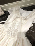 Daiiibabyyy  Summer French Elegant Sweet Princess Dress Women's Short-sleeve Round Neck Lace Bow Mini Party Dress Chic Fashionable Clothing
