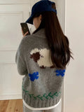 Daiiibabyyy  Autumn New Knitted Jacket Women  Anti-Aging Flower Casual Loose Layering Sweater Open Cardigan Fashion Ladies' Wear