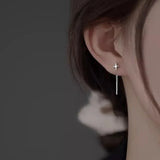 Daiiibabyyy 925 Sterling Silver Star Earring for Women Girl Simple Tassels Chain Fashion Office Jewelry Gift Dropshipping