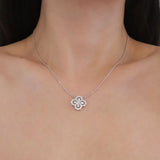 Daiiibabyyy Luxury Banquet Jewelry S925 Sterling Silver Full Zircon Shiny Four Leaf Grass Lucky Flower Necklace Women's Elegant Fine Jewelry
