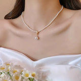 Daiiibabyyy  Retro double-layer pearl necklace light luxury literary niche design high-end sense pendant collarbone high-end neck chain