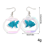 Daiiibabyyy  Cute Glitter Acrylic Fish Tank Dangle Earrings for Women Colorful Marine Animals Drop Earring Summer Beach Jewelry Accessory