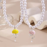 Daiiibabyyy  French Jellyfish Pearl Pendant Necklace for Women Luxury Exquisite Sweet Colorful Necklace Versatile Marine Jewelry