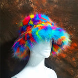 Daiiibabyyy  y2k Fluffy Faux Fur Bucket Hat Women Rabbit Fur Warm Thick Plush Winter Hat Lady Luxury Fashion Furry Panama Fisherman Cap