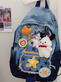 Daiiibabyyy  Retro Cowboy Color Matching Backpack Female Japanese Sweet Lovely Girl Y2k All-match Bag College Student Small Backpack