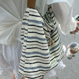 Daiiibabyyy  Contrast Color Striped Simple Grunge Shoulder Bags Sweet Y2k Aesthetic Casual Handbags All Match Chic Women Fashion Underarm Bag