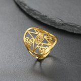 DAIIIBABYYY  -  Retro Evil Eye Open Ring Stainless Steel Star of David Cross Adjustable Ring Suitable for Women Witch Knot Symbol Jewelry Gift