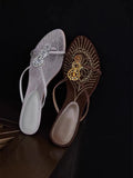 Daiiibabyyy  Fashion Designer Women's Shoes Luxury Rhinestone Low Heel Sandals for Woman Elegant French Style Casual Shoes Sandalias De Mujer
