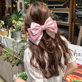 DAIIIBABYYY  -  Korean Solid Color Bowknot Hair Clips for Women Girls Trendy Big Bow Clip Ponytail Clips Barrettes Pin Accessories