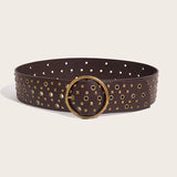 Daiiibabyyy  Retro Street Style Hollow Out PU Leather Belt for Women Fashion Waist Cincher Belt Versatile Decorative American Style Belt