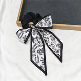 DAIIIBABYYY  -  Printed Bow Hair Rope Elegant Ribbon Ponytail Hair Band For Women Sweet Rubber Band Hair Ring Fashion Headdress Hair Accessories