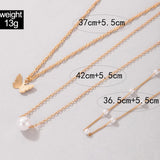 Daiiibabyyy Necklace Natural Freshwater Pearl Pendant Chain Women Butterfly Plating Fashion Jewelry Party Gift New Style Jewelry Gift