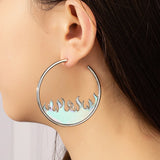Daiiibabyyy  Bohemian Reflective Light Flame Earrings Fashion Aesthetic Punk Earrings for Women Egirl Accessories Goth Jewelry Korean Earring