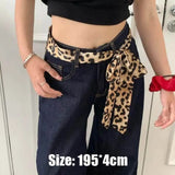 DAIIIBABYYY  -  Retro 195*4cm Leopard Scarf Polka Dot Leopard Print Women Belt Narrow Long Long Neck scarf Women