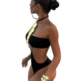 Daiiibabyyy  Beach Outfits Woman Bikini Backless Black Set Bikinis High Waist Bottom Swimsuit Women's Two-piece Two Piece Swimsuit Beachwear