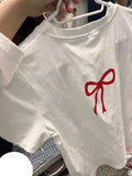 DAIIIBABYYY  -  American Retro Bow Print Graphic Tees Short Sleeve Grunge Aesthetic T Shirt Women Clothes Y2k Summer Tops Tshirts Chic