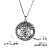 DAIIIBABYYY  -  Triple Moon Goddess Five pointed Star Stainless Steel Necklace Men's and Women's Fashion Ultra Natural Jewelry Gift