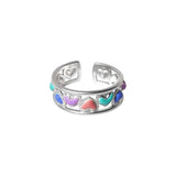 Daiiibabyyy  Y2K Pink Zircon Hollow Heart Rings for Women Minimalist Silver Color Opening Adjustable Ring Jewelry Wedding Gift