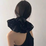 Daiiibabyyy  1pc Extra Large Pleated Double-Layer High-End Scrunchie, Elegant Fashion Hair Tie Suitable For Daily Commute, Casual, Romantic,