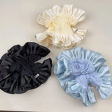 DAIIIBABYYY  -  Ballet style pleated lace double-layer satin large intestine headband oversized meatball hairrope hair tie rubber band headband