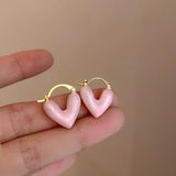 Daiiibabyyy  Cute Multiple Pink Opal Rhinestone Heart Flower Geometric Drop Earrings Enamel Simulated Pearl Pendant Earring for Women