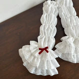 DAIIIBABYYY  -  Lolita Jk Lace Fingerless Gloves Women Bow Kawaii White Lace Sleeve Cover Ballet Strap Y2K Cosplay JK Clothing Accessories