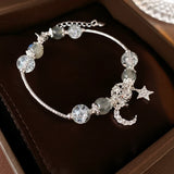 Daiiibabyyy  Crystal Bracelet with Inlaid Rhinestone Stars and Moon for Women and Men New Fashion Sparkle Dainty Jewelry Girl Gift