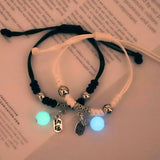 DAIIIBABYYY  -  2pc Luminous Cat Star Moon Cross Charms Bracelet Set Couple Adjustable Woven Rope Friendship Bracelet For Women Men Jewelry Gift