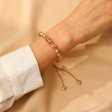 DAIIIBABYYY  -  Pink Irregular Imitation Baroque Pearl Chain Bracelets for Women Purple Crystal Beaded Adjustable Bracelets Bangles Hand Jewelry
