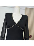 DAIIIBABYYY  -  2025 Spring Women French Vintage Old Money V-Neck Shirt Long Sleeve 2000s Aesthetic Blouses Elegant Tops Design Rhinestone Chic