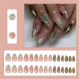 Daiiibabyyy  24Pcs French Style Artificial Nails with Gold Star Pattern Press on Nails for Girls Wearable Sweet Cool Fashion False Nails