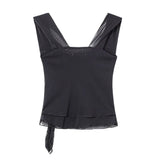 DAIIIBABYYY  -  Chic Camis for Women Square Neck Backelss Flower Tank Hot Girls Casual Slim Fit Sleeveless Vests Korean Fashion Female Clothes