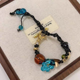 Daiiibabyyy  Boho Adjustable Bracelet for Women,Natural Stone & Copper Handwoven Beaded Jewelry Gift