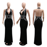 DAIIIBABYYY  -  Sexy Dresses for Woman Halter Backless Diamond Slim Floor Length Elegant Ladies Evening Night Party Club Vestidos Mujer Clothes