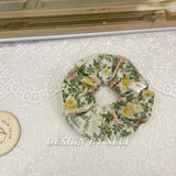DAIIIBABYYY  -  French Fashion Plaid floralScrunchies for Hair  bow ribbon French girlish ponytail tie hair accessory versatile Hair ties